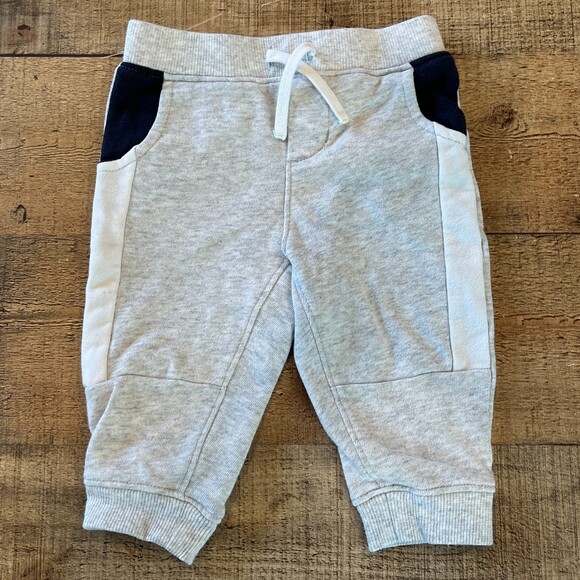 Janie and Jack Grey Color Block Jogger Sweatpants Size 6-12 mos.Baby Boy Infant - Picture 1 of 5